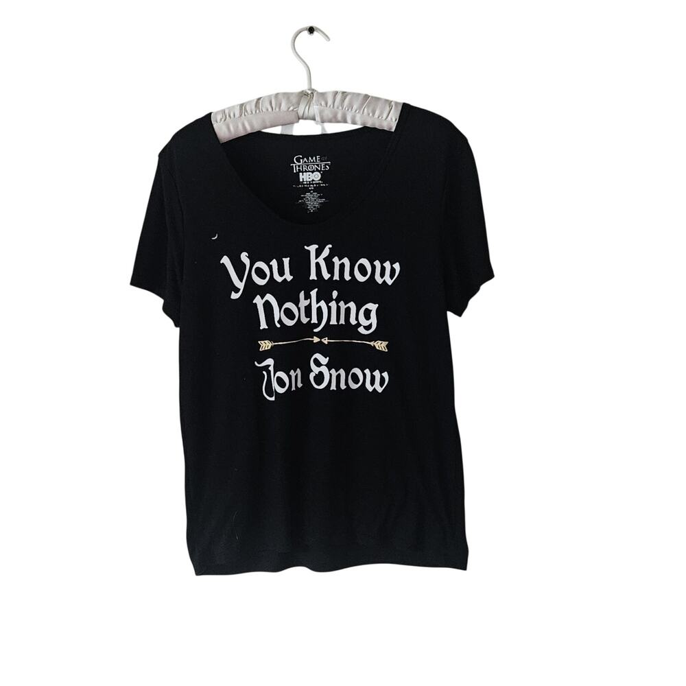 HBO Game of Thrones 'You Know Nothing Jon Snow' Black Graphic Tee Women’s M EUC